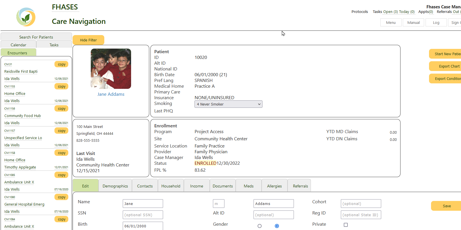 FHASES Care Management Screenshot